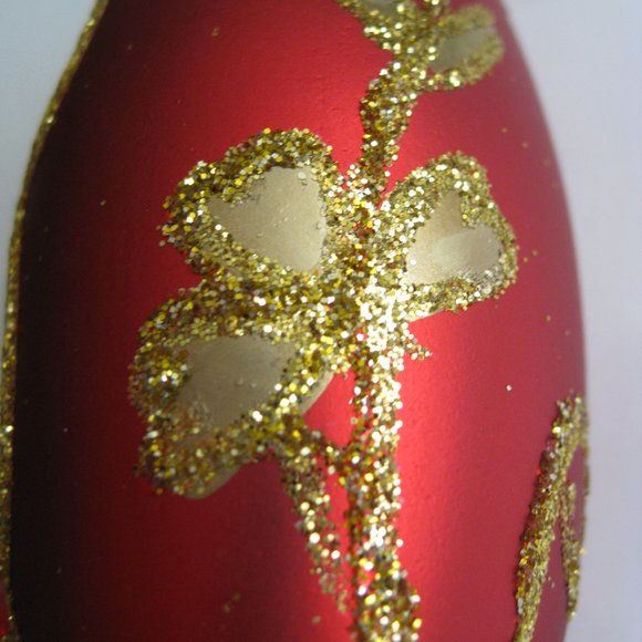 Irish Ireland Shamrock Teardrop Christmas Ornament Set of 2 Red Green Gold - Picture 3 of 14